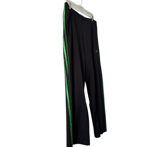 Vtg Adidas Track Pants Sz Medium Black Neon Green 3 Stripe Baggy Y2K Blokecore - Picture 8 of 17